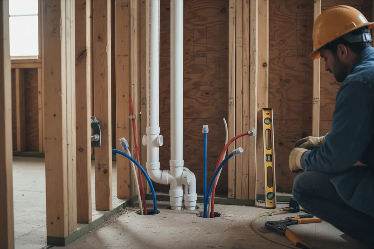 Drain and supply rough-in during Garbage Disposal Repair in Holden